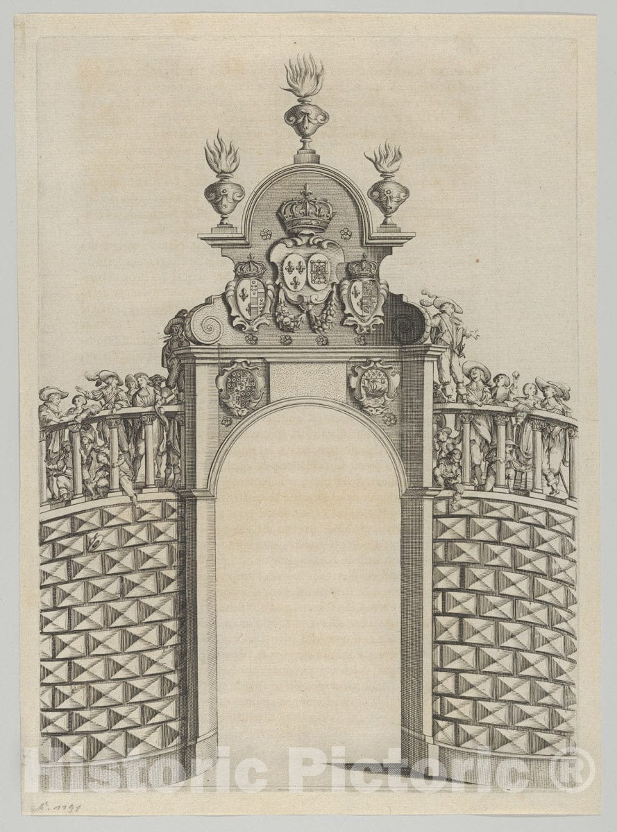 Art Print : Melchior Tavernier - Triumphal Arch, from 'Éloges et Discours sur la triomphante réception du Roy en sa Ville de Paris .Machault 2 : Vintage Wall Art