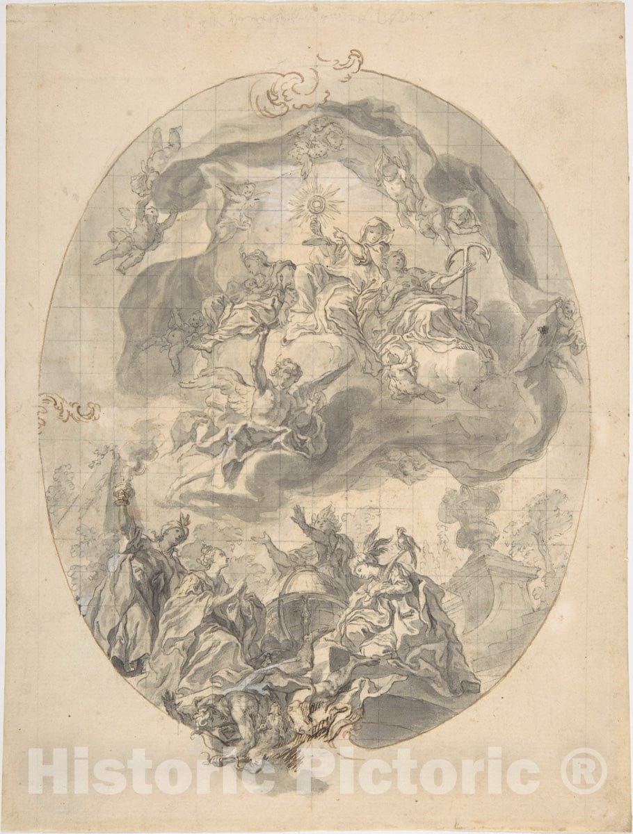 Art Print : Gottfried Bernhard Goetz - Four Continents: The Peoples of The Earth Invoking The Deities : Vintage Wall Art