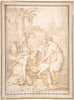 Art Print : Italian, Roman-Bolognese, 17th Century - Lot and His Daughters (?) : Vintage Wall Art