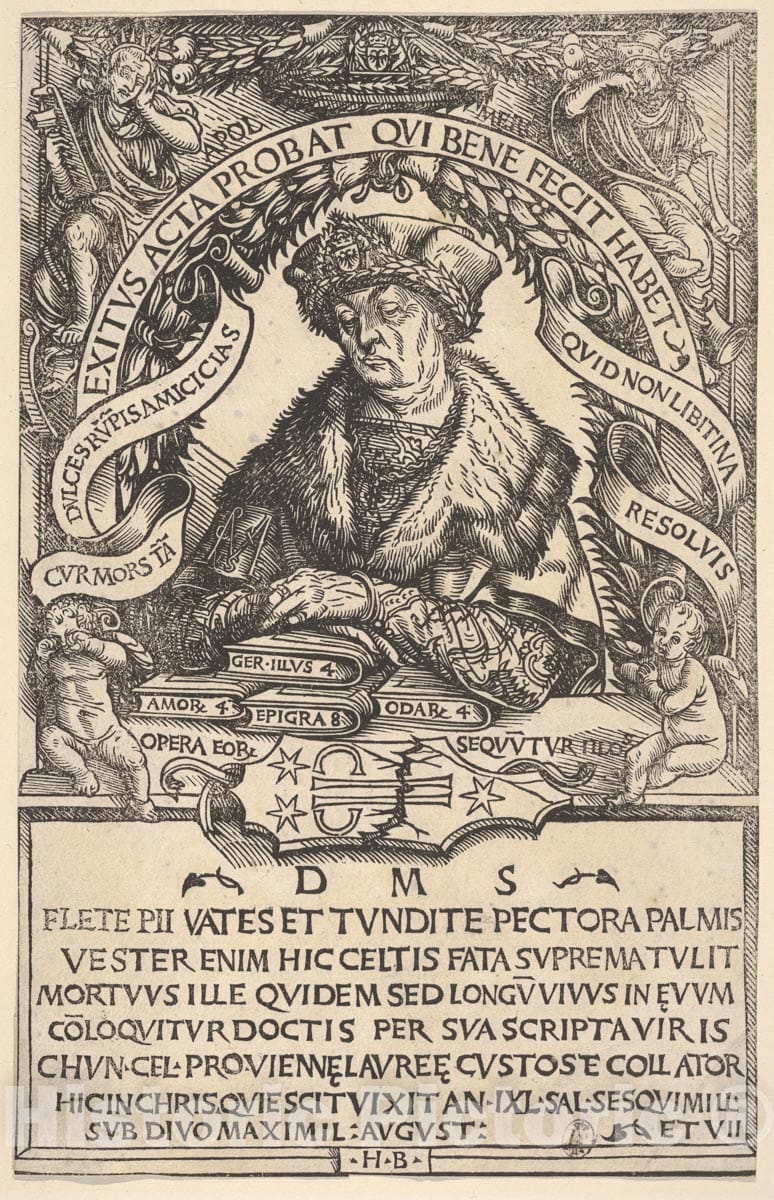 Art Print : Hans Burgkmair - Epitaph of Conrad Celtis : Vintage Wall Art