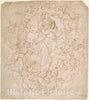 Art Print : Italian, 16th Century - Assumption of The Virgin (Recto); Figure Sketches (Verso) : Vintage Wall Art