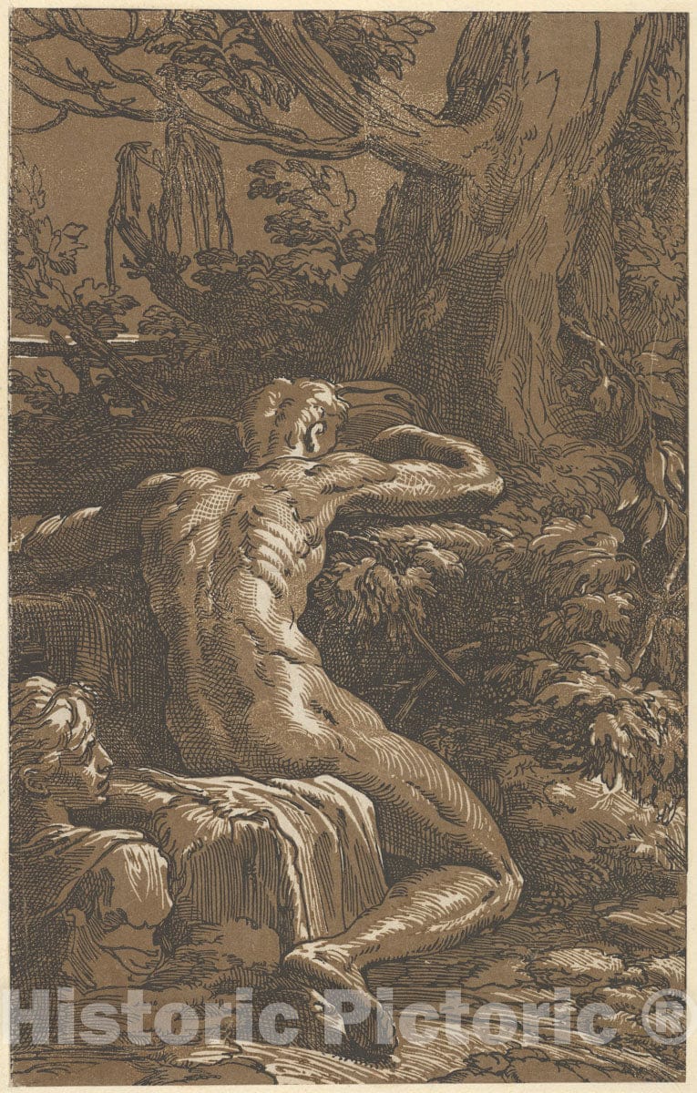 Art Print : Antonio da Trento - Narcissus (Man Seated Seen from The Back) 2 : Vintage Wall Art