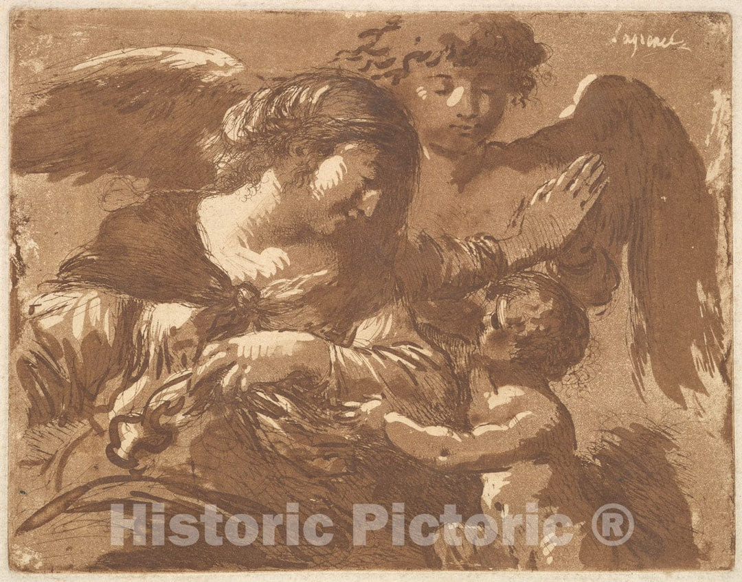 Art Print : L'ange gardien - Artist: Jean Jacques Lagrenee - Created: 1782–1821 : Vintage Wall Art