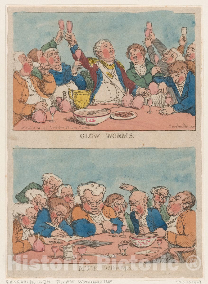 Art Print : Thomas Rowlandson - Glow Worms, Muck Worms : Vintage Wall Art