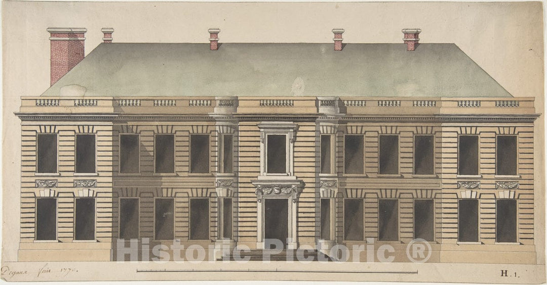 Art Print : Degana - Elevation for a Palace Façade : Vintage Wall Art