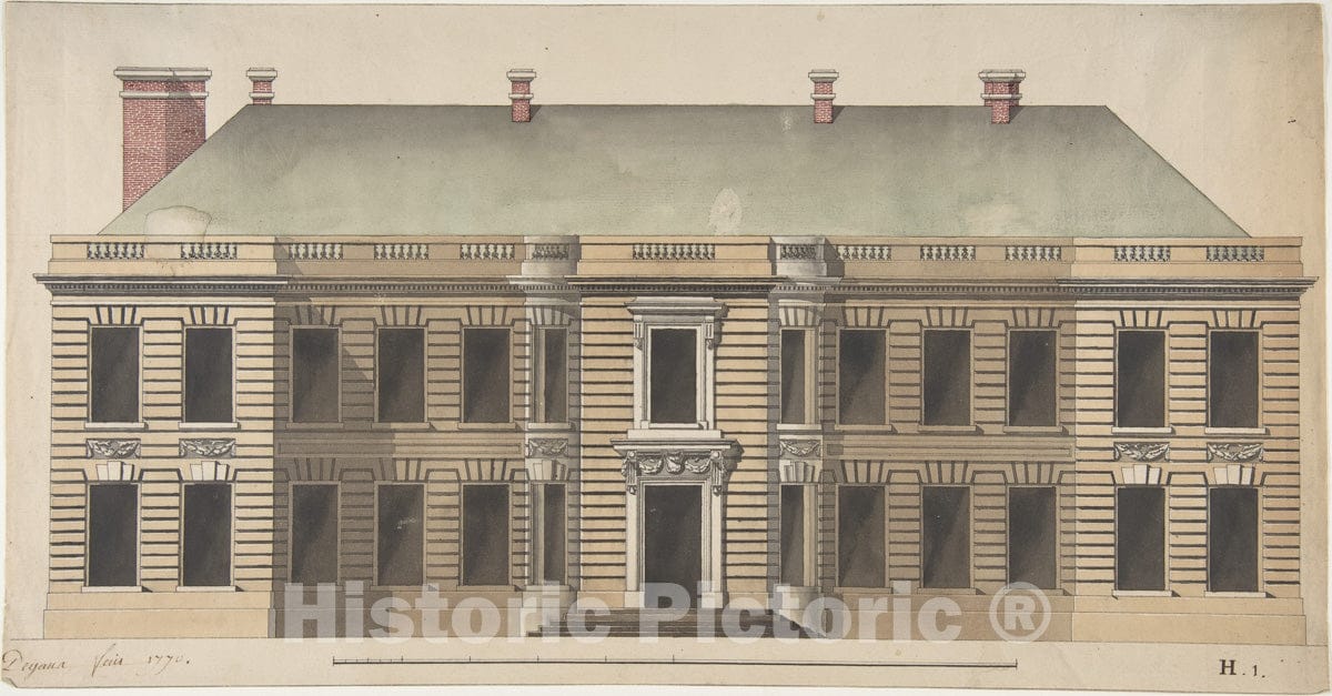 Art Print : Degana - Elevation for a Palace Façade : Vintage Wall Art