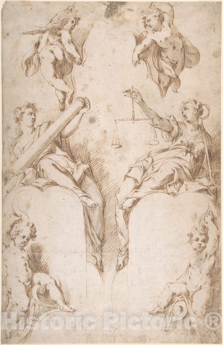 Art Print : Hans Speckaert - Fortitude and Justice : Vintage Wall Art