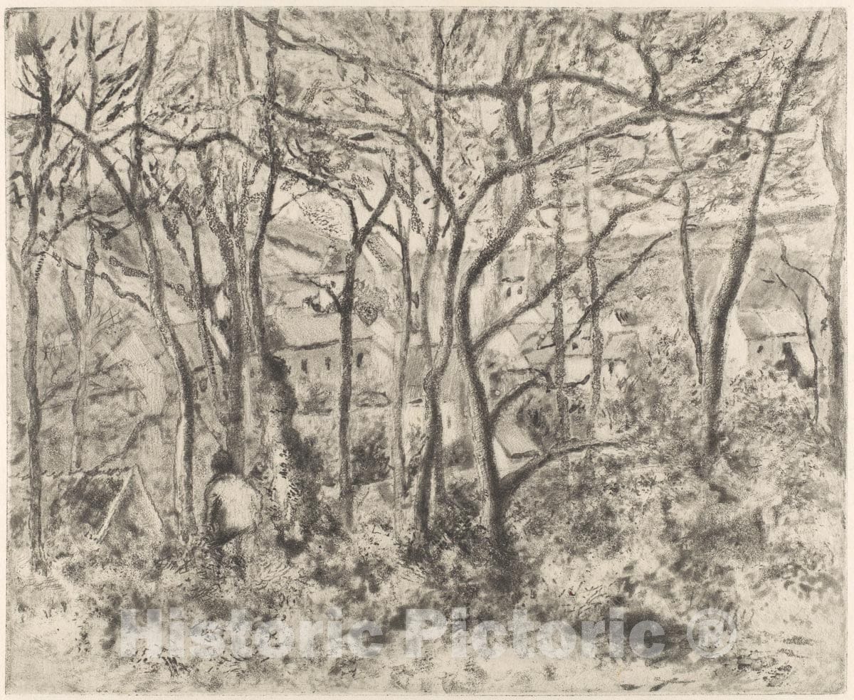 Art Print : Camille Pissarro - The Woods at L'Hermitage, Pontoise : Vintage Wall Art