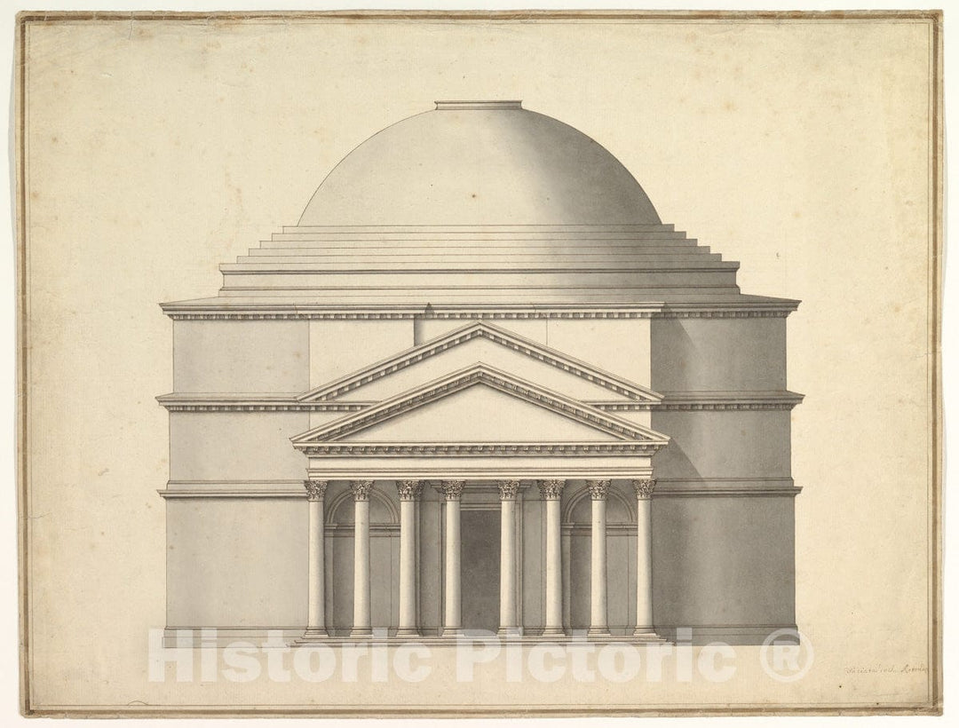 Art Print : Antonio Maria Visentini - Facade of a Rotunda : Vintage Wall Art
