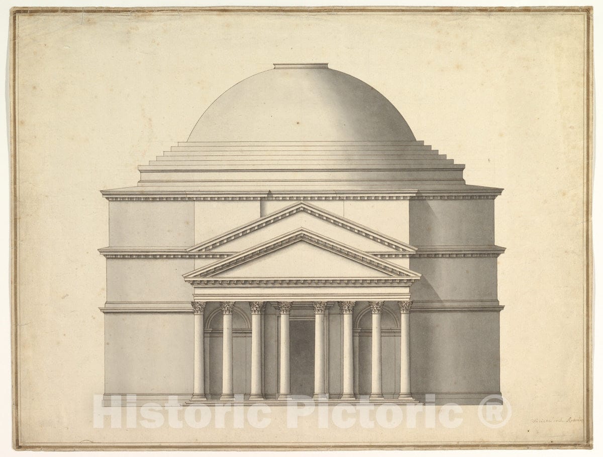 Art Print : Antonio Maria Visentini - Facade of a Rotunda : Vintage Wall Art