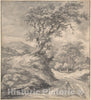 Art Print : Jacob Van Ruisdael - Dune Landscape with Oak Tree : Vintage Wall Art