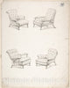 Art Print : Charles Hindley and Sons - Designs for Four Upholstered Chairs 1 : Vintage Wall Art