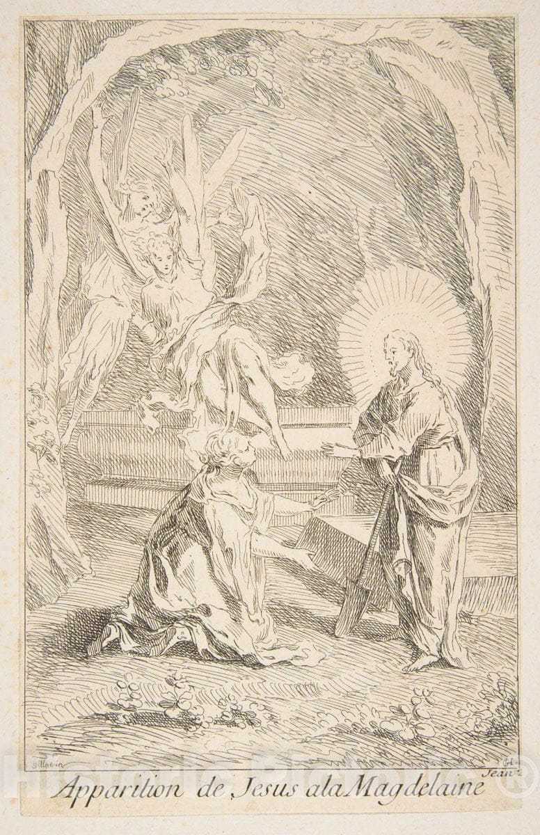 Art Print : Claude Gillot - Christ Appearing to Mary Magdelen : Vintage Wall Art