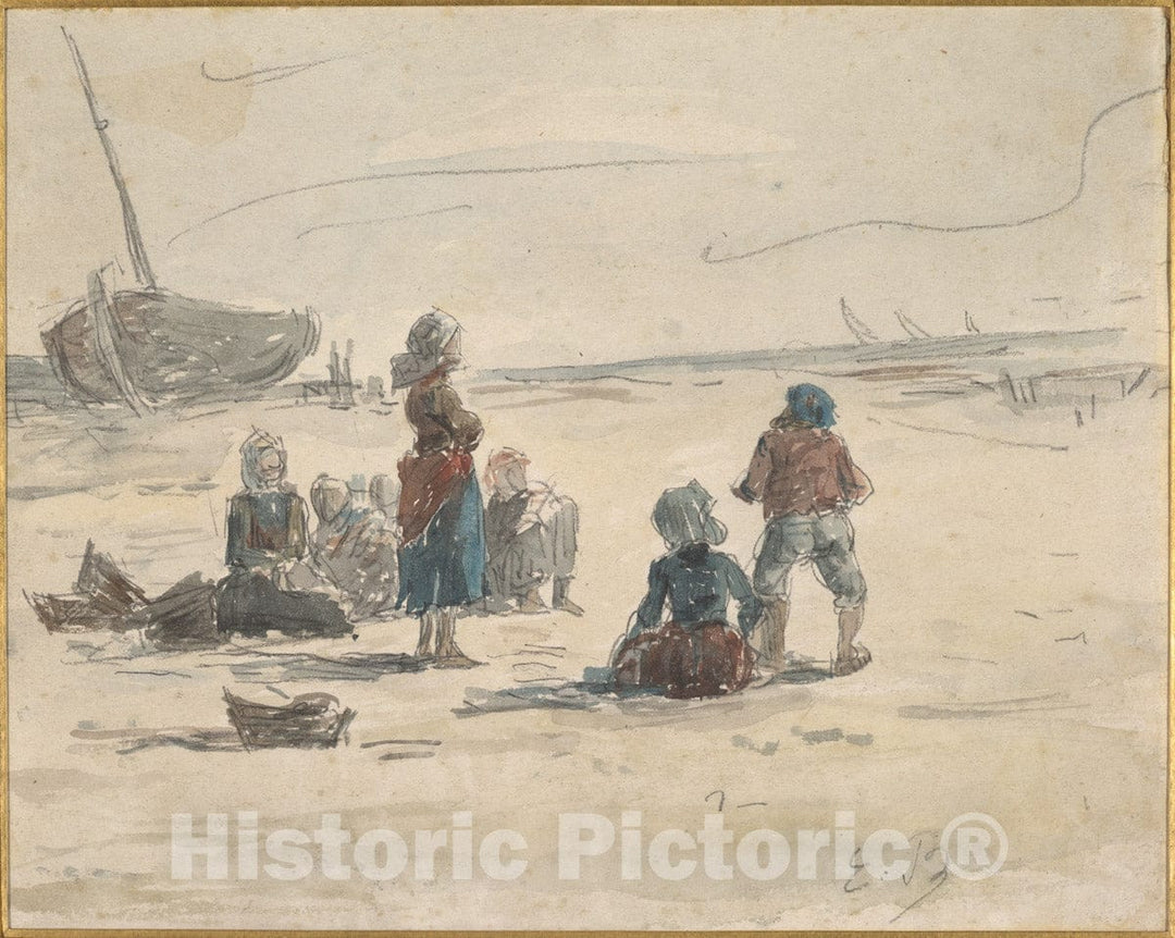Art Print : Eugène Boudin - Fishermen's Wives : Vintage Wall Art