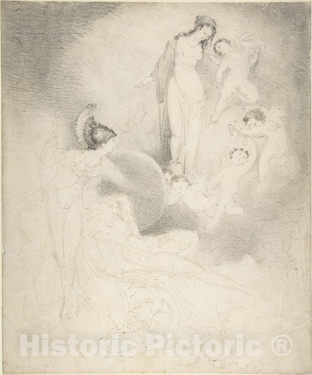 Art Print : William Pitts - Scene with Classical Figures : Vintage Wall Art