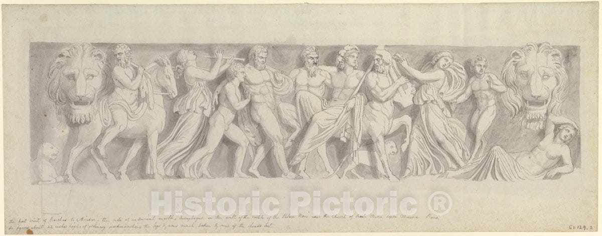 Art Print : John Flaxman - Design for a Frieze, After a Roman Sarcophagus : Vintage Wall Art