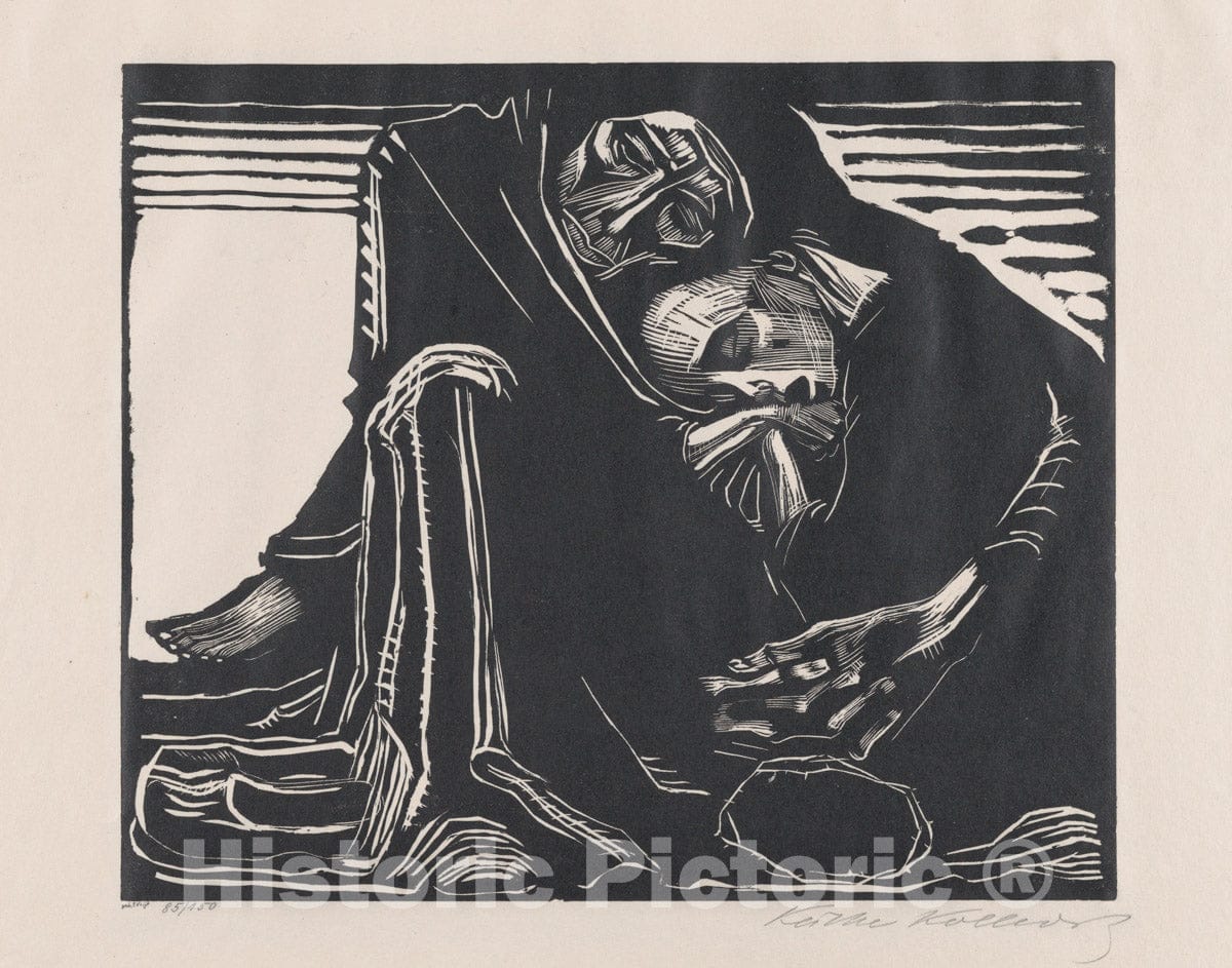 Art Print : Käthe Kollwitz - Death with a Woman in His Lap (Tod Mit Frau Im Schoss) : Vintage Wall Art