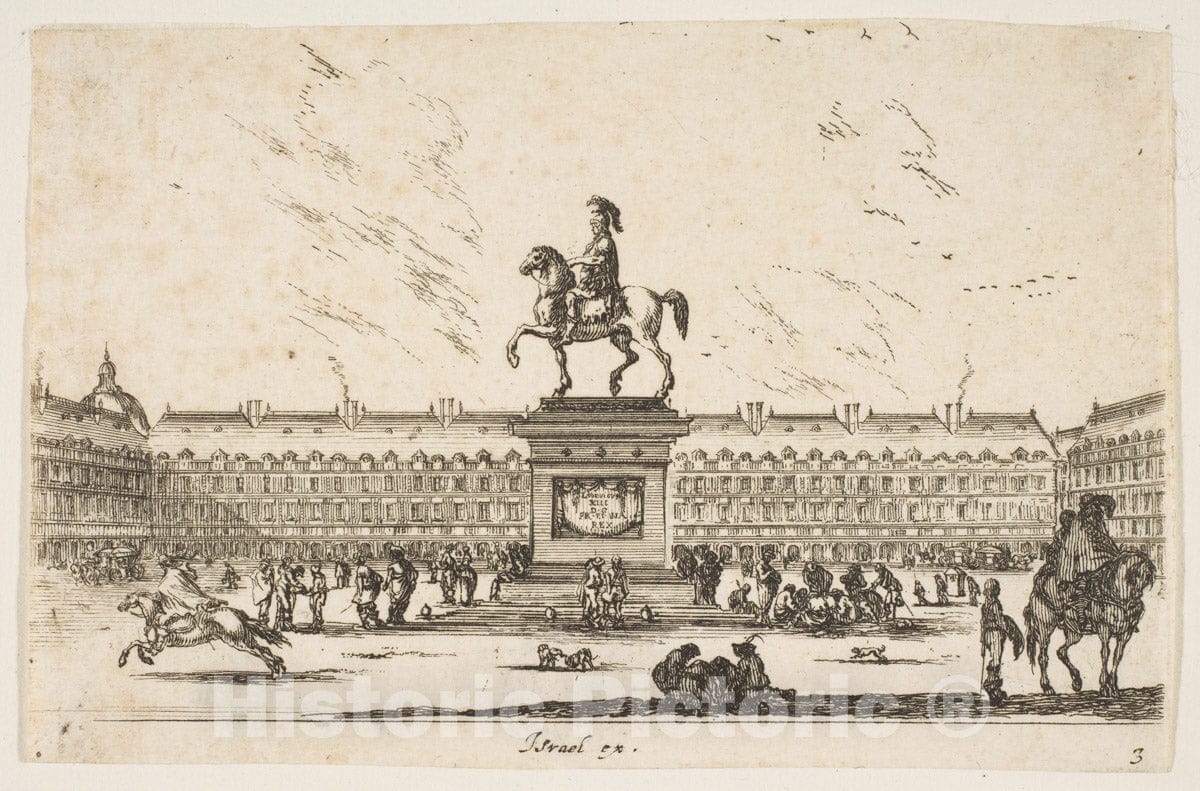 Art Print : Plate 3: La Place Royale - Artist: Stefano Della Bella - Created: 1642 2 : Vintage Wall Art