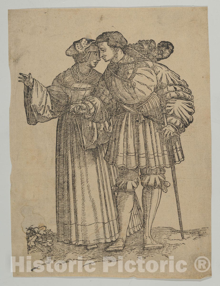 Art Print : Hans Schäufelein - Dancing Couple (IV), from The Wedding Dancers : Vintage Wall Art
