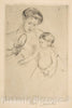 Art Print : Mary Cassatt - Looking into The Hand Mirror (No. 1) : Vintage Wall Art