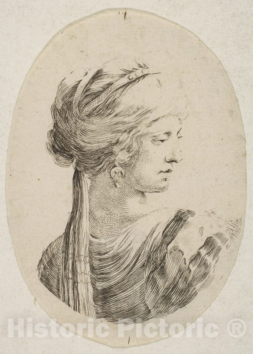 Art Print : Sultana Wearing a Turban - Artist: Stefano Della Bella - Created: 1649–50 : Vintage Wall Art