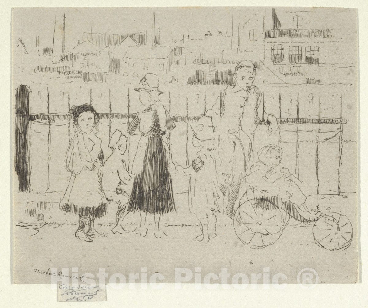 Art Print : Théodore Roussel - Events Over The Railings, Chelsea Embankment : Vintage Wall Art