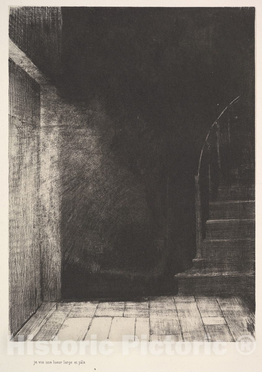 Art Print : Odilon Redon - I Saw a Flash of Light, Large and Pale : Vintage Wall Art
