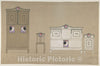 Art Print : Georges de Feure - Furniture Designs: Wardrobe, Chair, Bureau and Washstand : Vintage Wall Art