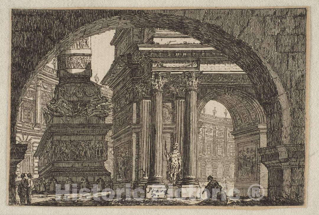 Art Print : Pierre Moreau - Figures in an Imaginary Architectural Interior : Vintage Wall Art