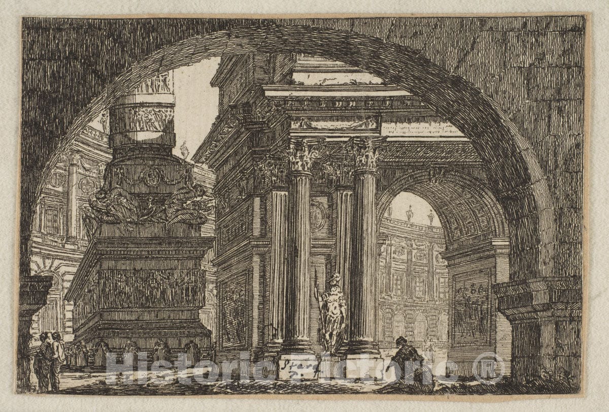 Art Print : Pierre Moreau - Figures in an Imaginary Architectural Interior : Vintage Wall Art