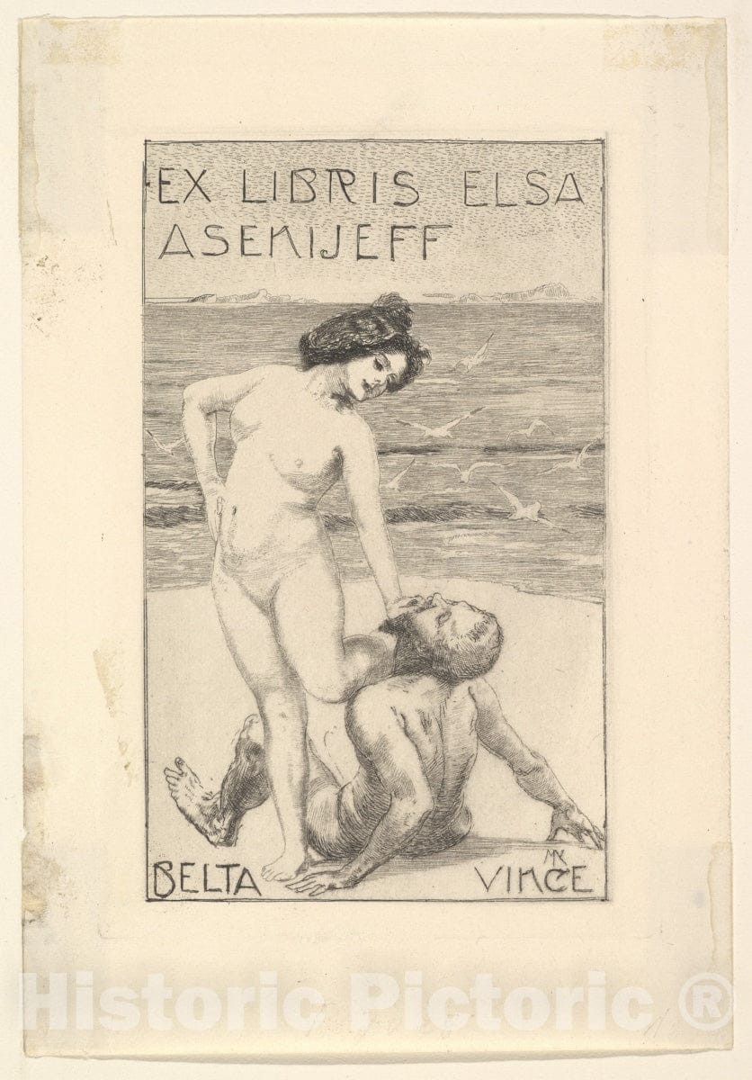 Art Print : Max Klinger - Ex Libris of Elsa Asenijeff : Vintage Wall Art