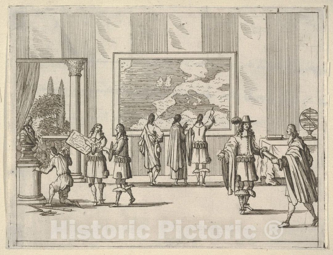 Art Print : Francesco I d'Este Invites Foreign Scholars to Court - Artist: Bartolomeo Fenice (Fenis) - Created: 1659 : Vintage Wall Art
