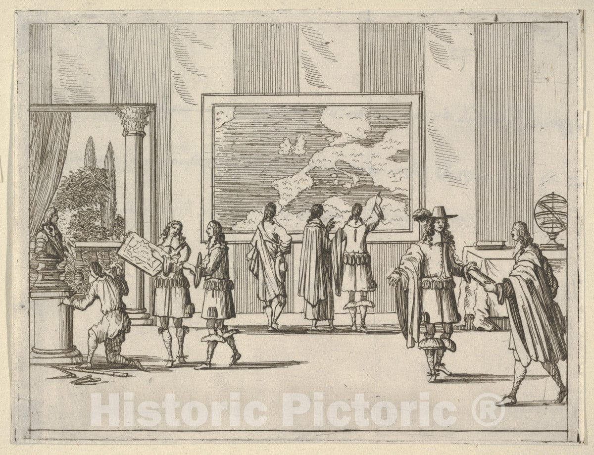 Art Print : Francesco I d'Este Invites Foreign Scholars to Court - Artist: Bartolomeo Fenice (Fenis) - Created: 1659 : Vintage Wall Art