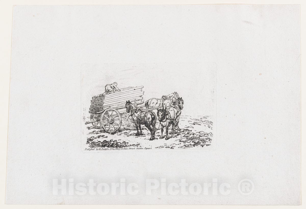 Art Print : Thomas Rowlandson - Timber Wagon, from A New Book of Horses and Carriages : Vintage Wall Art