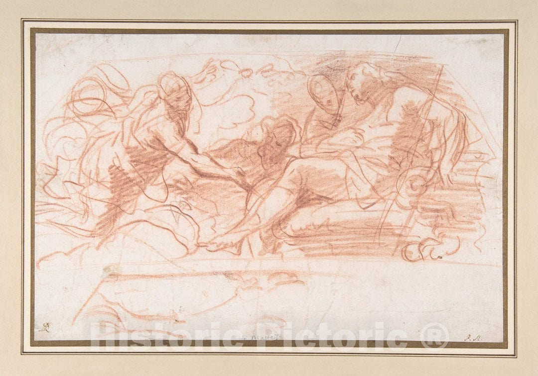 Art Print : Paolo De Matteis - Flying Figure Appearing Before an Enthroned Figure : Vintage Wall Art