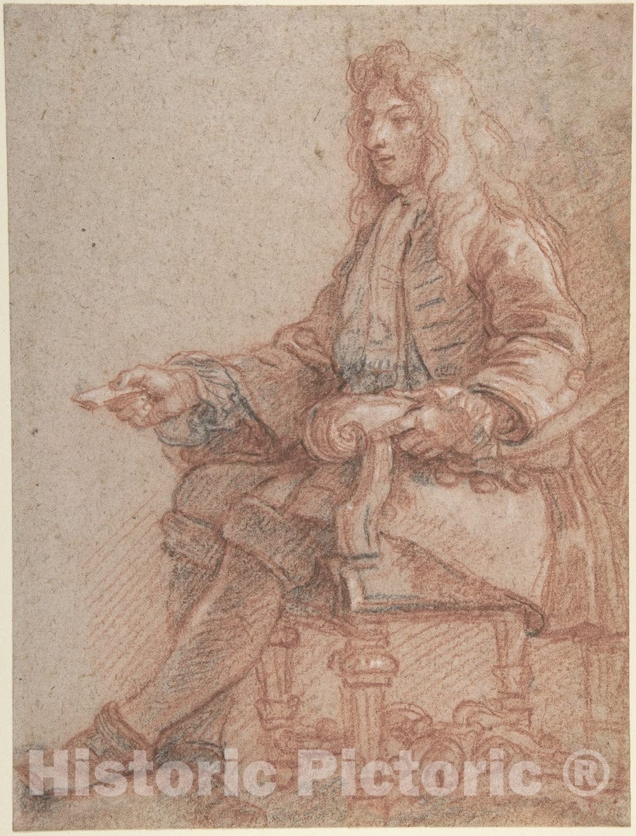 Art Print : Charles de la Fosse - Gentleman Seated in an Armchair : Vintage Wall Art