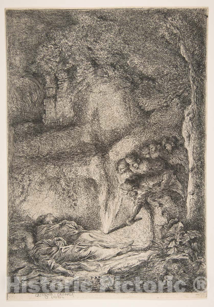 Art Print : Giovanni Benedetto Castiglione (Il Grechetto) - Finding of The Bodies of Saints Peter and Paul : Vintage Wall Art