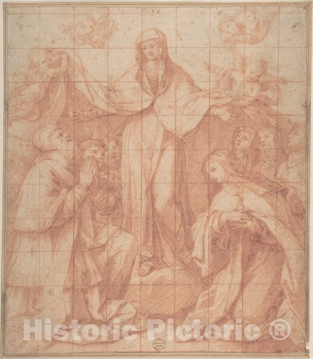 Art Print : Italian, Roman-Bolognese, 17th Century - Madonna of Mercy : Vintage Wall Art