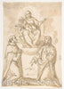 Art Print : Pietro Mera (Il Fiammingo) - The Virgin and Child with Chaplets Appearing to Saint Dominic and Saint Catherine of Siena : Vintage Wall Art