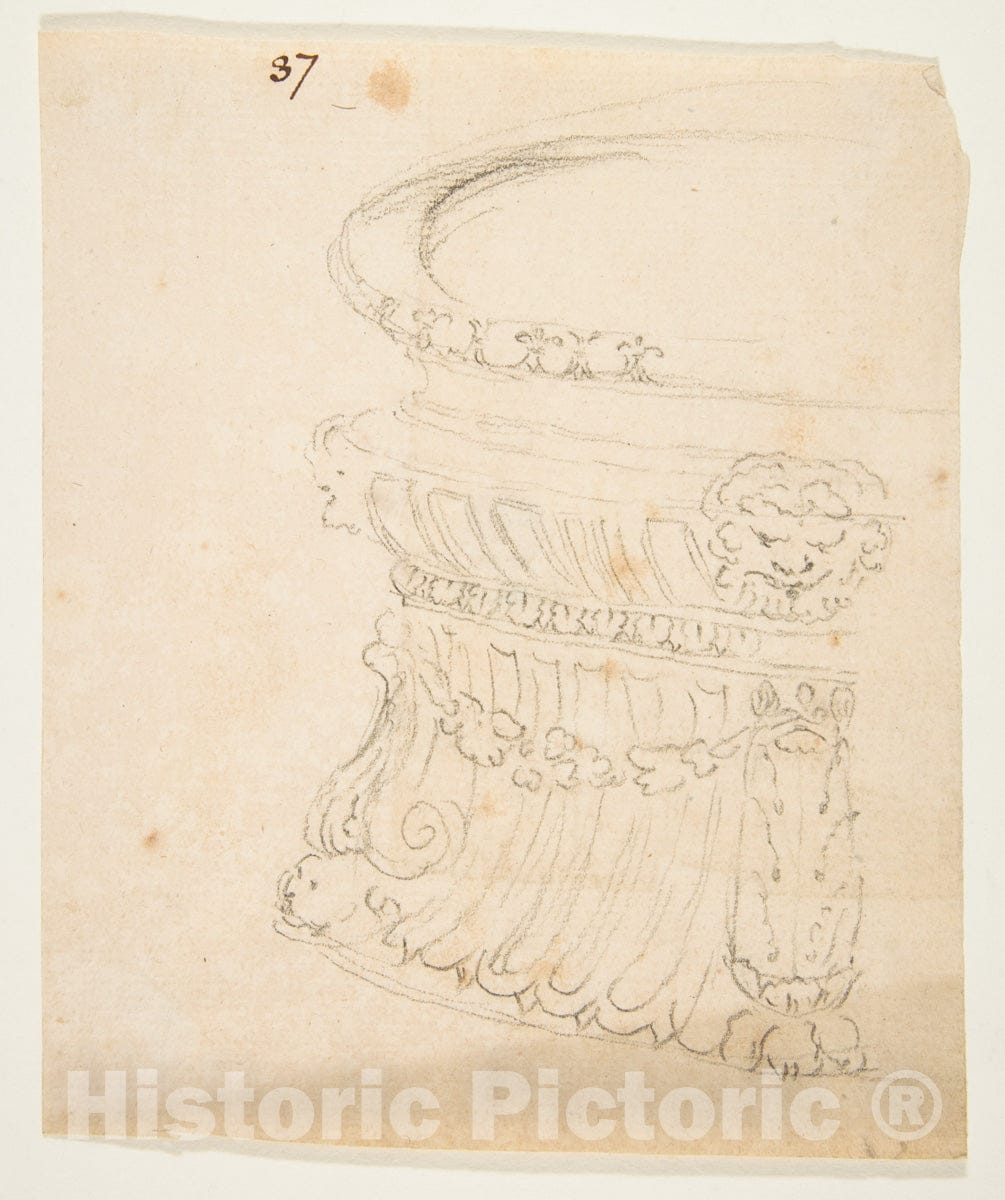 Art Print : French, 18th Century - Design for a Vessel 2 : Vintage Wall Art