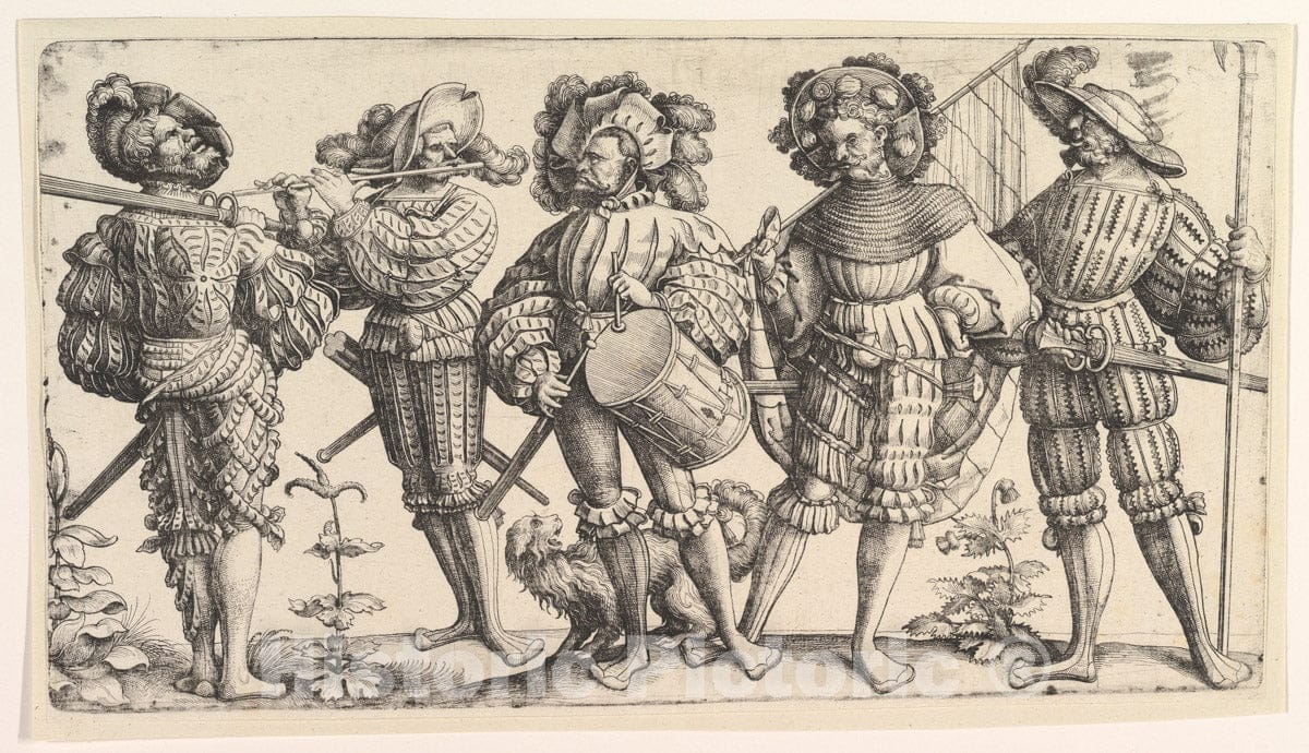 Art Print : Daniel Hopfer - Five German Soldiers : Vintage Wall Art