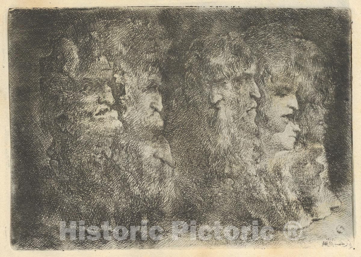 Art Print : Jacques de Gheyn, III - Two Formations of Grotesque Heads : Vintage Wall Art