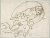 Art Print : Italian, Roman-Bolognese, 17th Century - Two Flying Putti : Vintage Wall Art