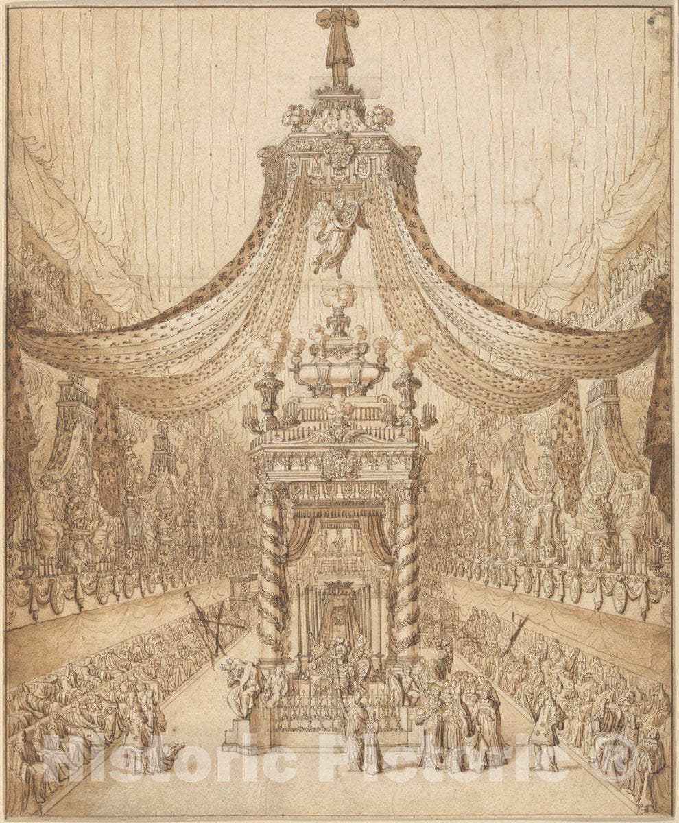 Art Print : Jean Berain - Funeral of The Grand Condé : Vintage Wall Art