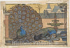 Art Print : Walter J. Morgan - Design for a Tile: Peacocks in a Garden : Vintage Wall Art