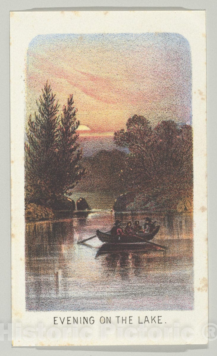 Art Print : Louis Prang & Co. - Evening on The Lake, from The Series, Views in Central Park, New York, Part 3 : Vintage Wall Art