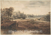 Art Print : Philips Koninck - River Landscape with a Man Standing by a Boathouse : Vintage Wall Art