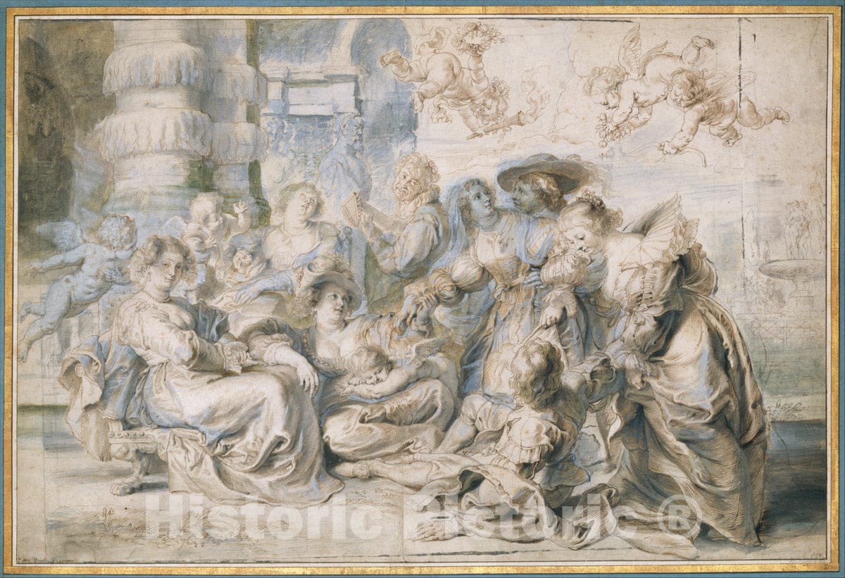 Art Print : Peter Paul Rubens - The Garden of Love (Right Portion) : Vintage Wall Art