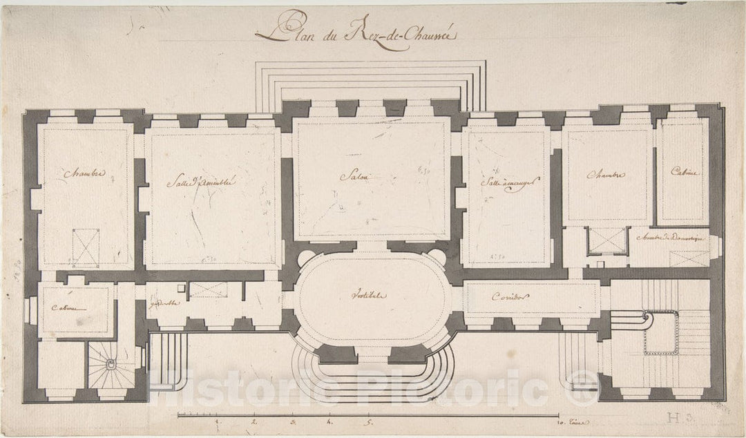 Art Print : Degana - Ground Plan for a Palace : Vintage Wall Art