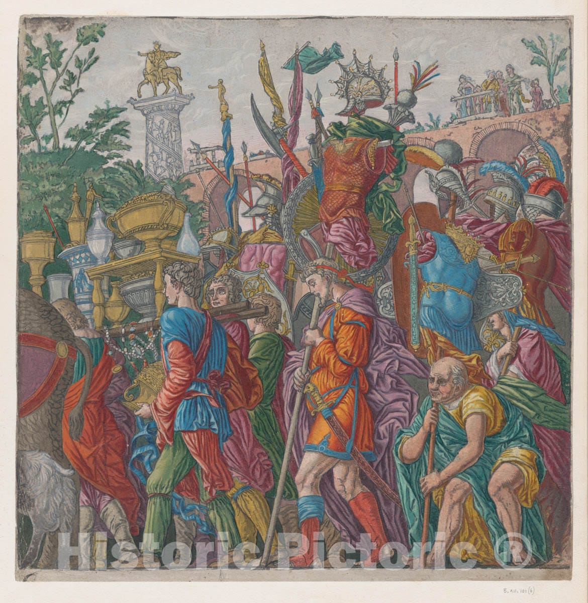 Art Print : Andrea Andreani - Sheet 6: Men Carrying Trophies, from The Triumph of Julius Caesar 1 : Vintage Wall Art